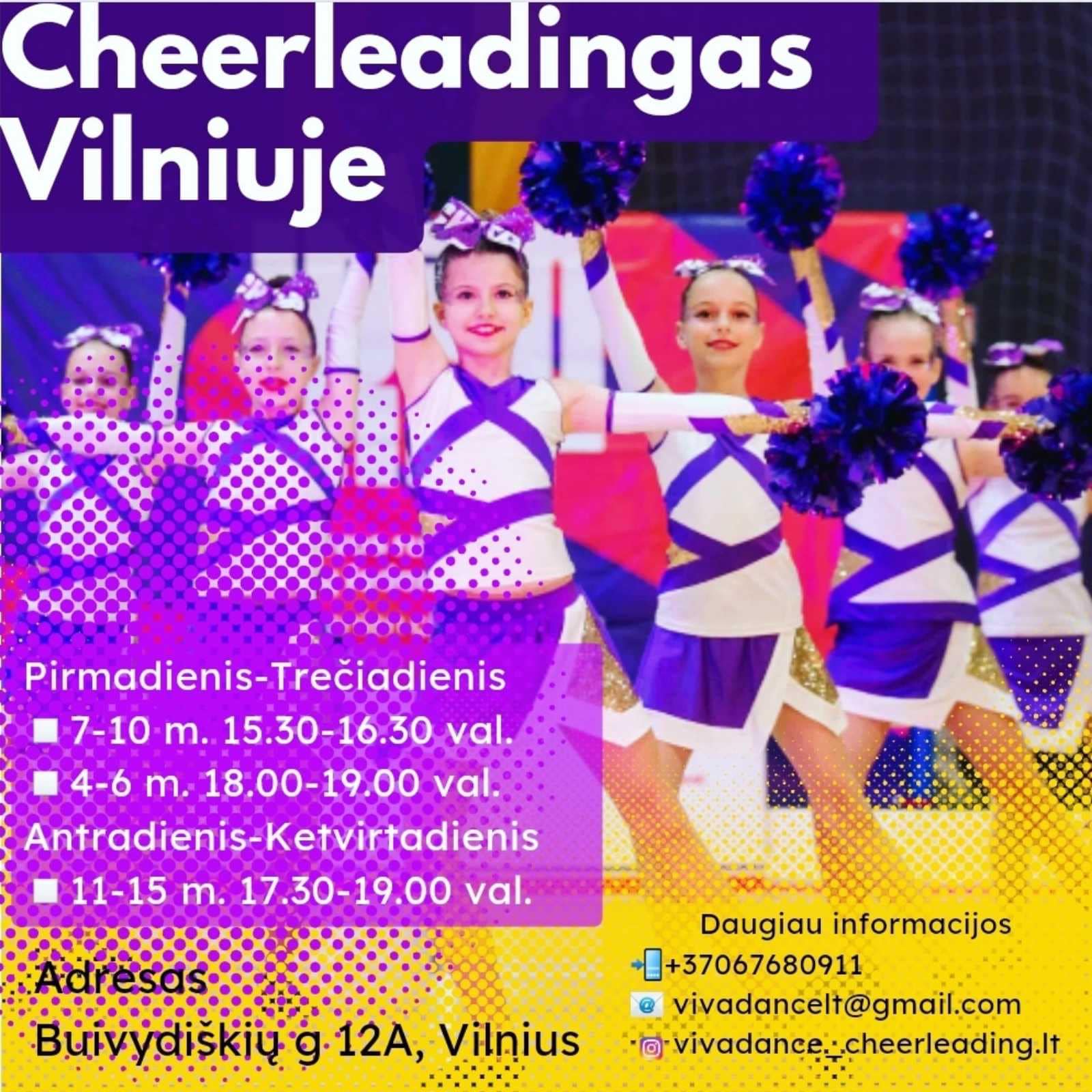 Cheerleadingo treniruotės Vilniuje: rungtynių šokiai
